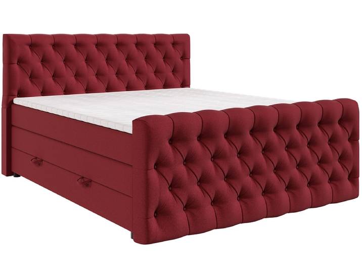 Boxspringbett KINGDOM rot 200x200cm halbfest