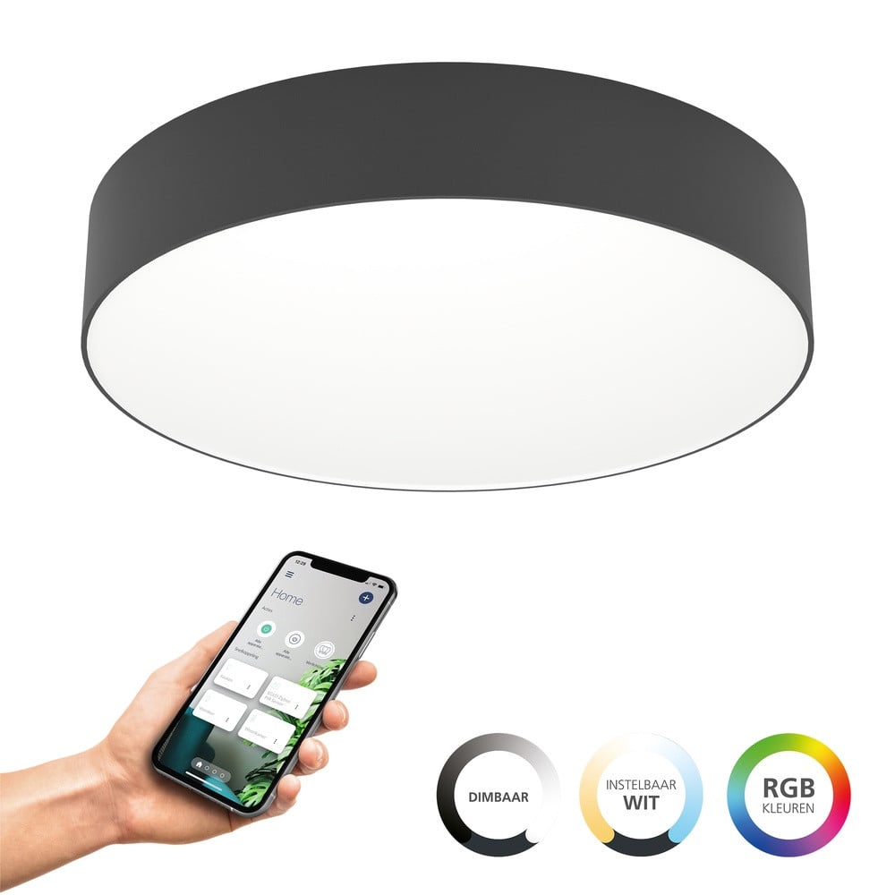 Eglo Gallizzi-Z smart design plafondlamp zwart wit Ø 49cm met LED