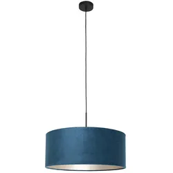 Esstischleuchte Hängelampe Pendelleuchte Textil Velour blau schwarz-matt D 50 cm