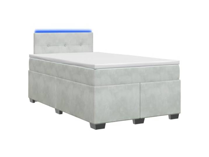 KTHLBRH Bett mit Laufgitter, Matratze und LED, Hellgrau Samt Verstellbares Kopfteil, Taschenfedern, LED-Streifen mit USB-Anschluss, abnehmbare Abdeckungen, technisches Holz