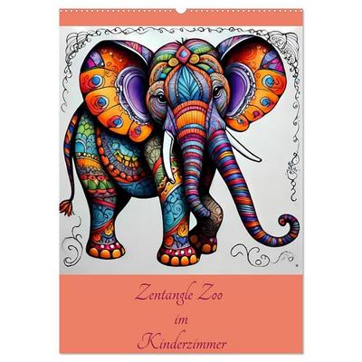 Zentangle Zoo im Kinderzimmer (Wandkalender 2027 DIN A2 hoch), CALVENDO Monatskalender