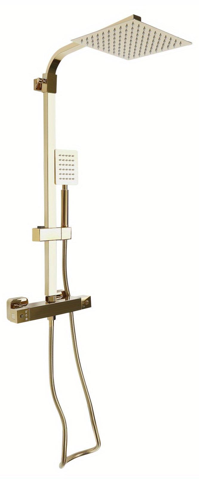 Thermostatarmatur - Thermostatische Duscharmatur - Duschmischerarmatur - Duschset - Regendusche - Goldene Oberfläche