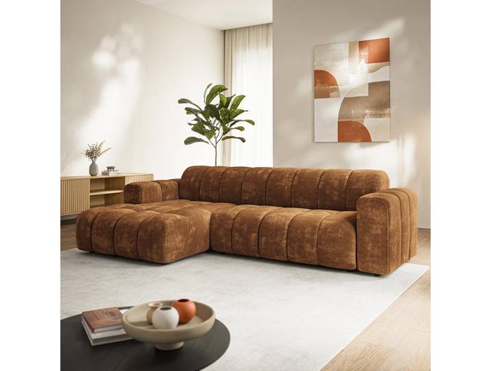 Masseno Ecksofa SETIA, Sofa L-Form, Moderne Eckcouch für Wohnzimmer - Hellbraun, LUMO 35