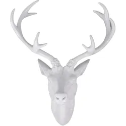 Mojawo, Wanddeko, XXL Hirschgeweih Hirschkopf Geweih 10-Ender Weiss 48x32x61cm