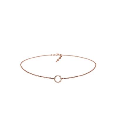 Collier ELLI "Choker Anhänger Kreis Rund 925 Silber", rosa (rosegold), Halsketten, Damen, 38, ohne Stein, Silber 925 (Sterlingsilber), L: 38, Collier