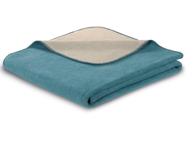 Wohndecke BIEDERLACK Melange , türkis, B:150cm L:200cm, Baumwolle, Polyacryl, Polyester, Wohndecken, Wohndecke, mit geketteltem Zierstich