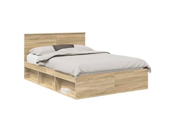 ZQQLVOO Bettrahmen Sonoma 140 x 200 cm Massives Kiefernholz Holzwerkstoffrahmen, fester Lattenrost, Kopfteil aus Kiefernholz, einfache Pflege, minimalistisches Design