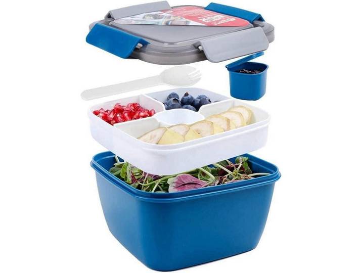 Salatbehälter 1500 ml Dunkelblau, Blau, Kunststoff, 17x9.6x17 cm, Küchenzubehör, Vorratsbehälter, Brotkästen