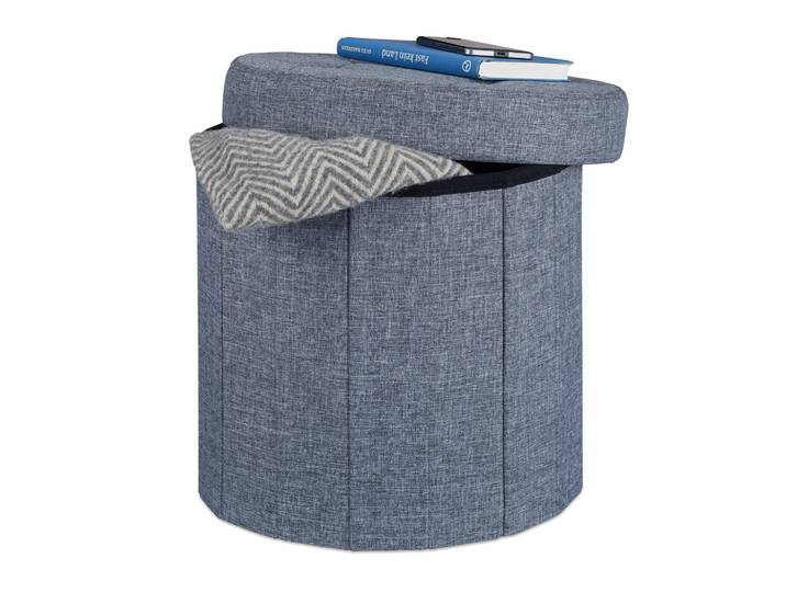 Sitzhocker mit Stauraum Grösse M rund Anthrazit