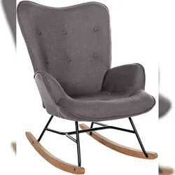 Décoshop26 - Schaukelstuhl mit dunkelgrauem Bezugsstoff Metallgestell und Holzgleitern 10_0003805