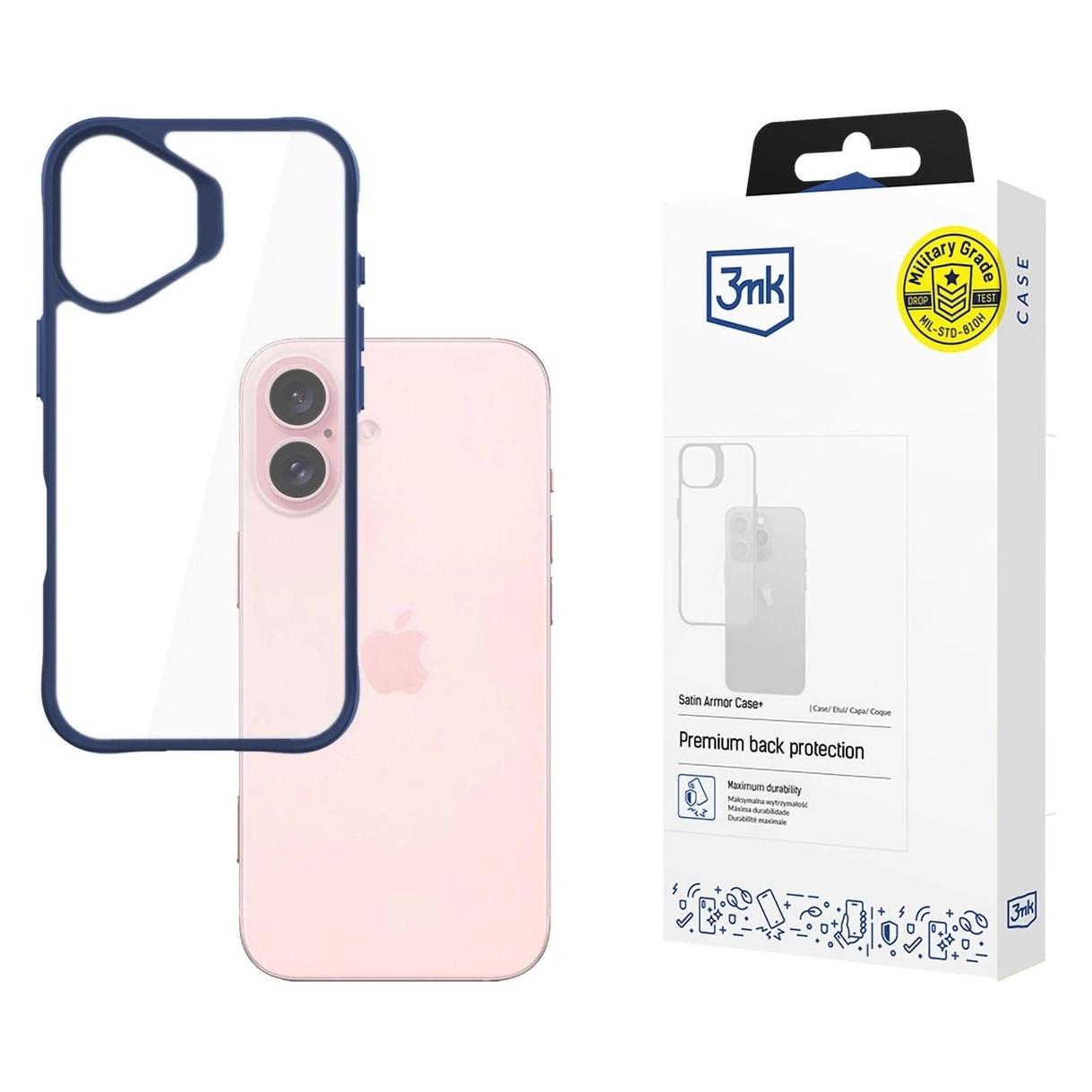 3MK SatinArmor+ Case iPhone 16 6.1" niebieski/blue Military Grade (Apple iPhone 16) (5903108592659)