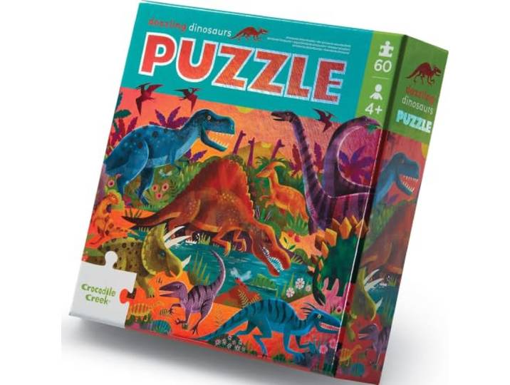 (New Feb) Croc Creek 60pc Foil Puzzle Dazzling Dinos