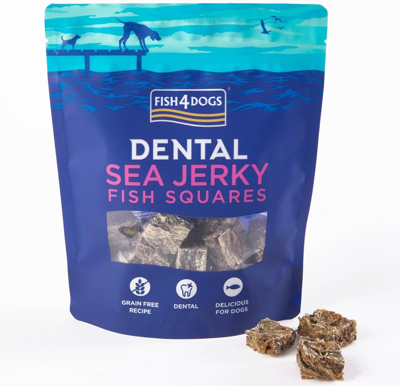 Fish4Dogs Dental Sea Jerky Squares Premi per Cani 115 g