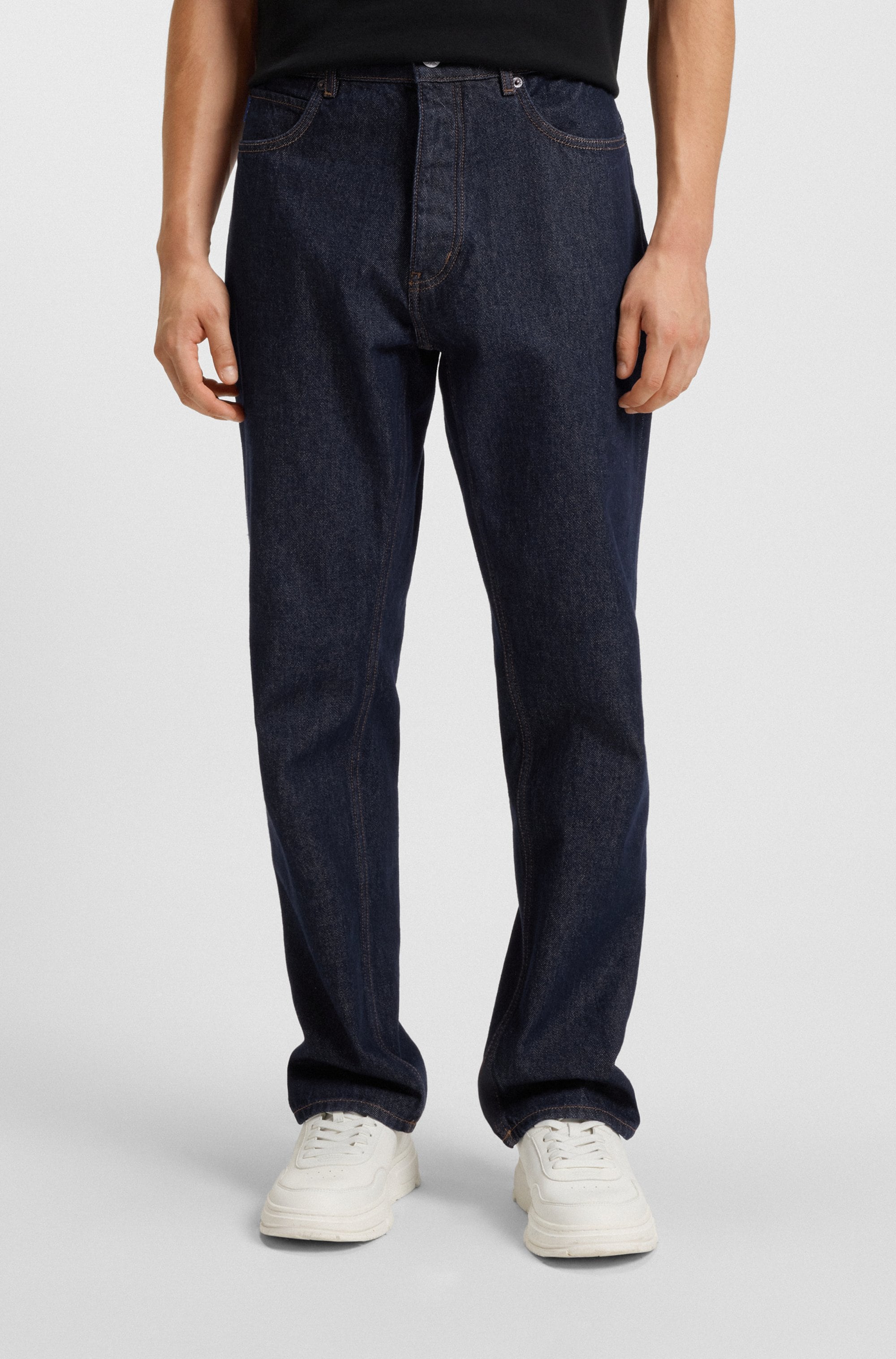 Regular-fit-Jeans HUGO "Jonah", Herren, Gr. 36, Länge 34, blau (dunkelblau401), Denim/Jeans, Obermaterial: 100% Baumwolle, unifarben, regular fit lang, Jeans Regular-fit-Jeans, regular fit