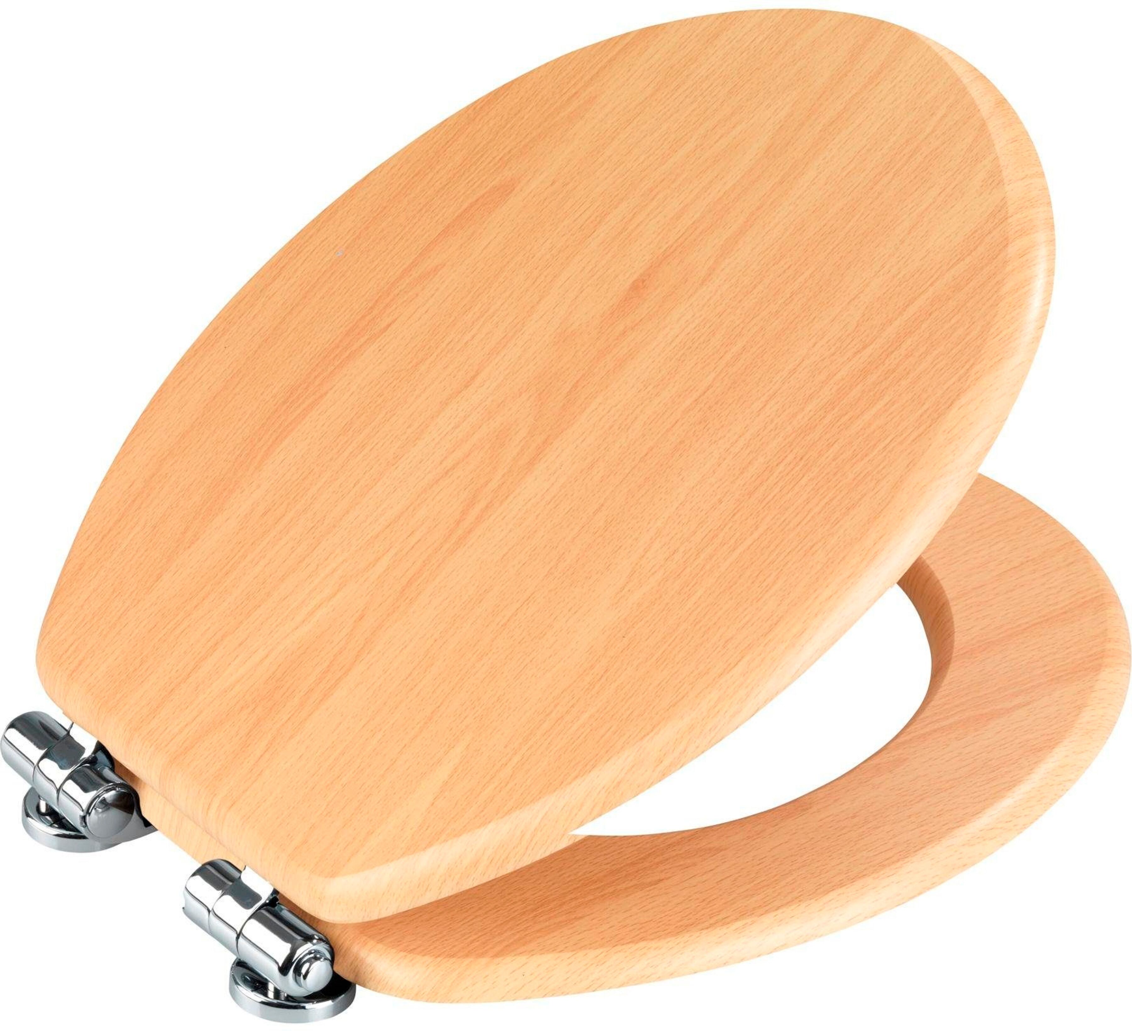 WC-Sitz WENKO "Buche Natur", beige, B:35,5cm L:42cm, WC-Sitze, WC-Sitz beige Einheitsgröße
