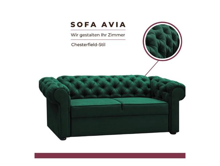 MOEBLO 2-Sitzer Sofa AVIA, Chesterfield Couch Polstermöbel Sitzmöbel Wohnzimmermöbel 2-Sitzer-Sofa Stoffsofa, BxHxT:202x82x92 cm