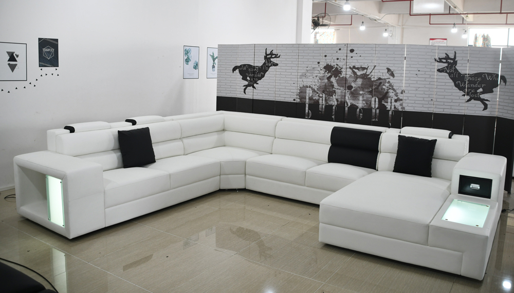 Beleuchtete moderne couchen wohnzimmer möbel eckgarnitur landschaft sitz sofa
