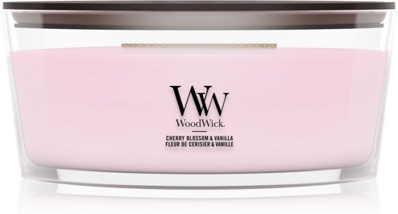 Woodwick Cherry Blossom & Vanilla bougie parfumée avec mèche en bois 453.6 g