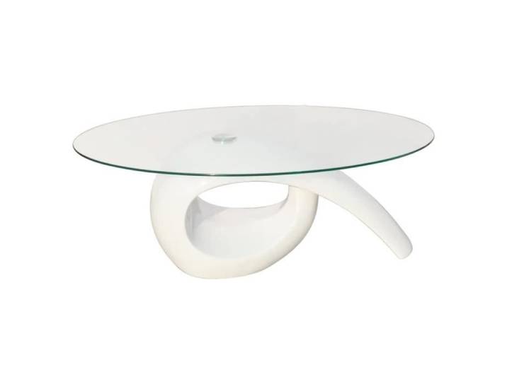 Table basse ovale en verre blanc brillant - OMABETA - Contemporain - Design