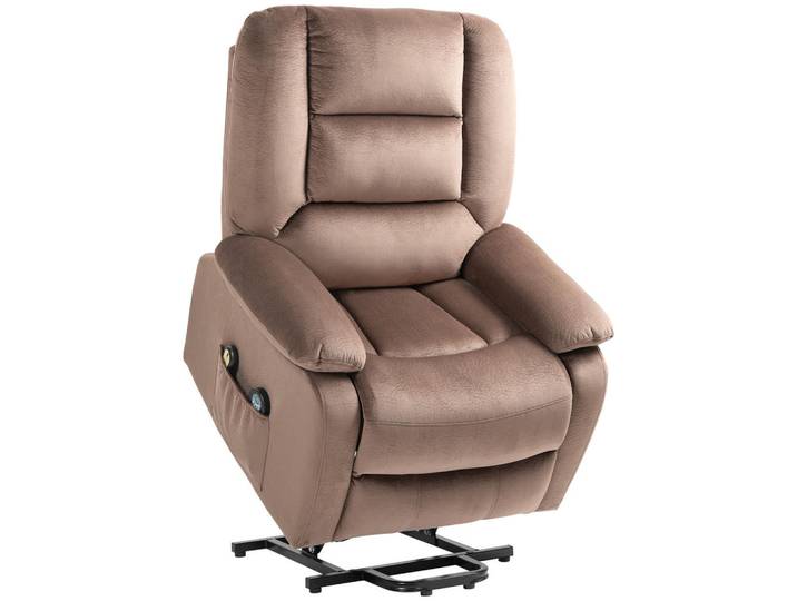 Homcom Fernsehsessel mit Aufstehhilfe Elektrisch Relaxsessel mit Liege-/Massagefunktion, Braun, Textil, Füllung: Schaumstoff,Schaumstoff, 93x110x90 cm, Wohnzimmer, Sessel
