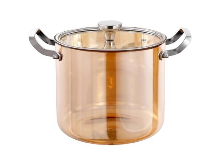 Glaskochtopf, mit Deckel und Holzgriff – hitzebeständiger Glastopf for Herd, Nudeln(1.8l)