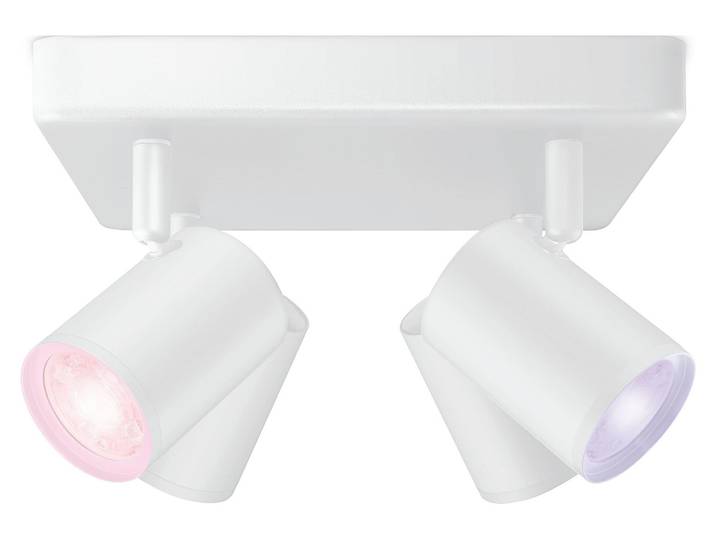 WiZ IMAGEO 4 x einstellbarer Spot Quadratische Platte, Bluetooth, Weiß, LED, Metall, GU10, 2200 K