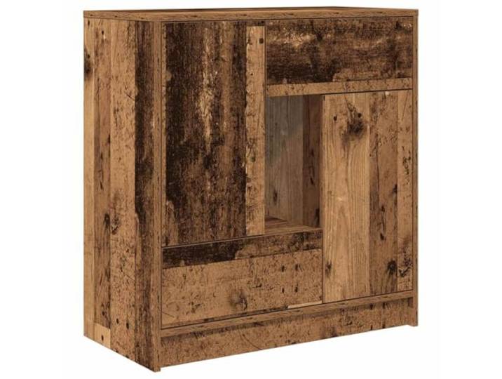 Sideboard Mit Schubladen und Türen Altholz-Optik 70,5x34x74,5cm Stauraumschrank, Türen und Schubladen, robuste Tischplatte, vielseitig nutzbar, pflegeleichte Oberfläche