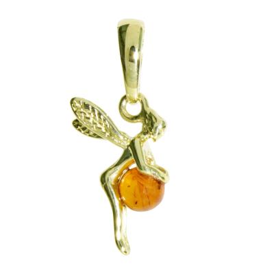 Kettenanhänger OSTSEE-SCHMUCK "Ostsee-Schmuck Anhänger Elfe Anhänger Elfe", gelb, Schmuckanhänger, Damen, 25 x 13mm, Silber 925 (Sterlingsilber), 1,6 g, Kettenanhänger