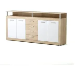 Aucune, Kommode + Sideboard, CAVA Zeitgenössisches niedriges Sideboard mit Eichen- und Weissdekor - L 197 cm