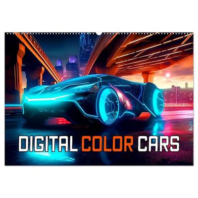 Digital Color Cars (Wandkalender 2026 DIN A2 quer), CALVENDO Monatskalender