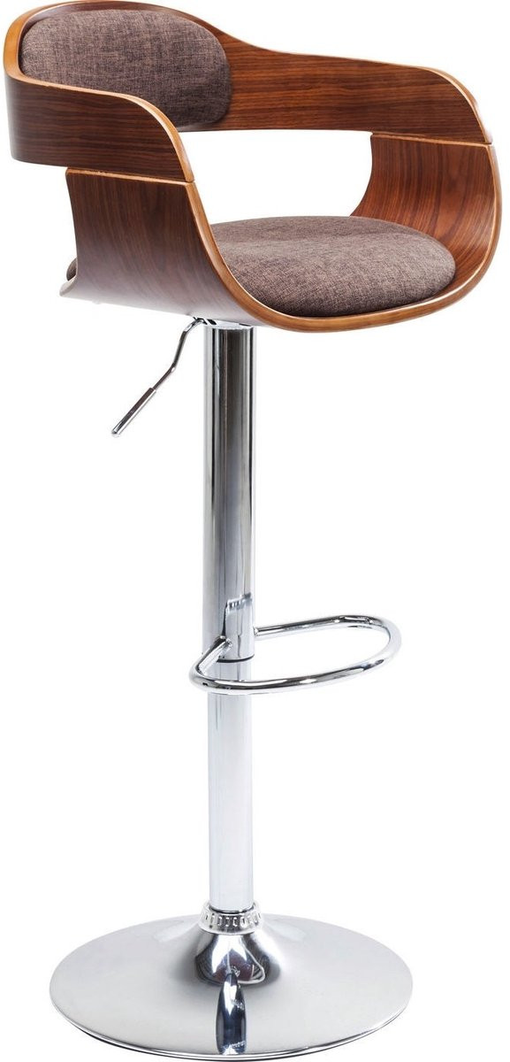 Kare Design Verstelbare Barkruk Monaco - Bruin - Stof - Inox