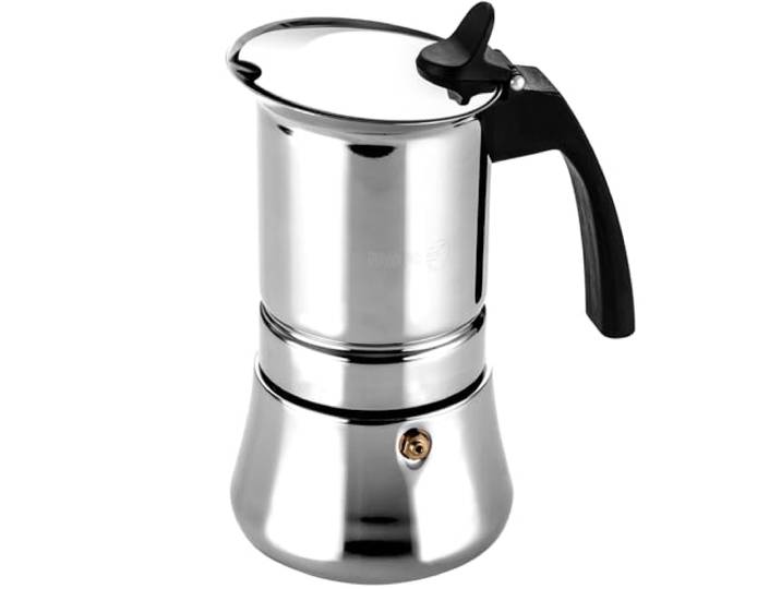 Fagor Etnica Italiaans koffiezetapparaat, inductie, roestvrij staal 18/10, express, 10 koffiekopjes, geschikt voor alle keuken, glaskeramiek, gas, elektrisch, siliconen afdichting, lange levensduur