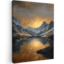 LEINWANDBILD Bergkulisse mit goldenem Sonnenuntergang Room Decor 30x40 cm