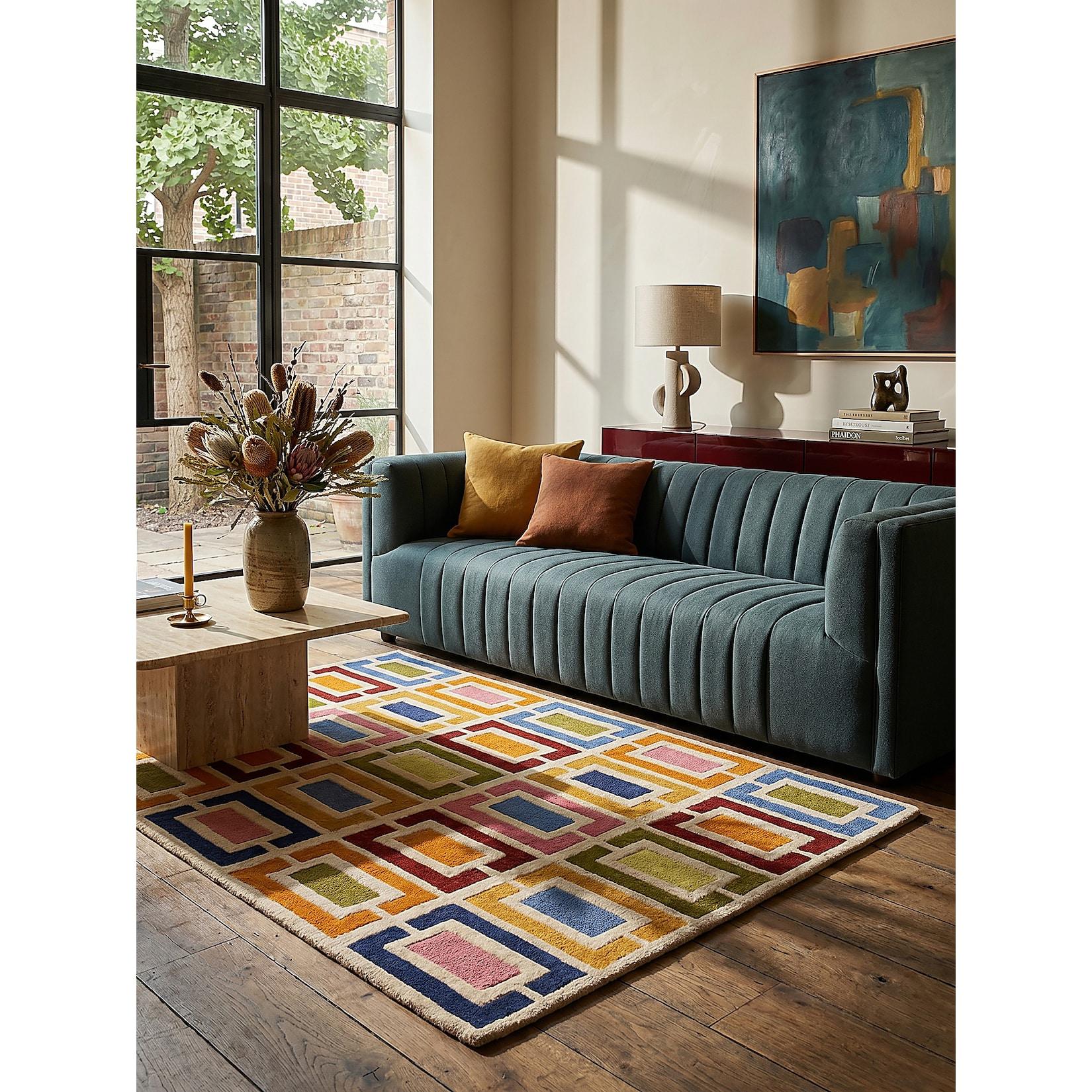 Wollteppich geometrisch Orange-Bunt 160 x 230 cm - DERWENT Kadima