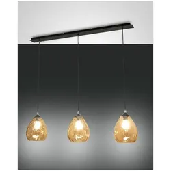 Fabas Luce Gisella Pendelleuchte E27 3X60W Metall und geblasenes Glas Amber