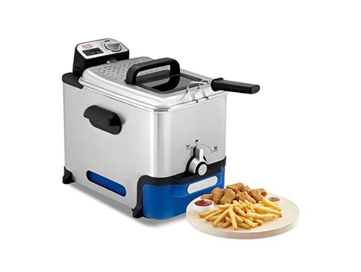 Tefal Oleoclean Pro Fritteuse 3,5L für knusprige Pommes, 2300W Edelstahl Friteuse mit Öl-Filterung, Herausnehmbarer Ölbehälter 1,2kg, Timer & Thermostat, Spülmaschinenfest, Schwarz/Edelstahl