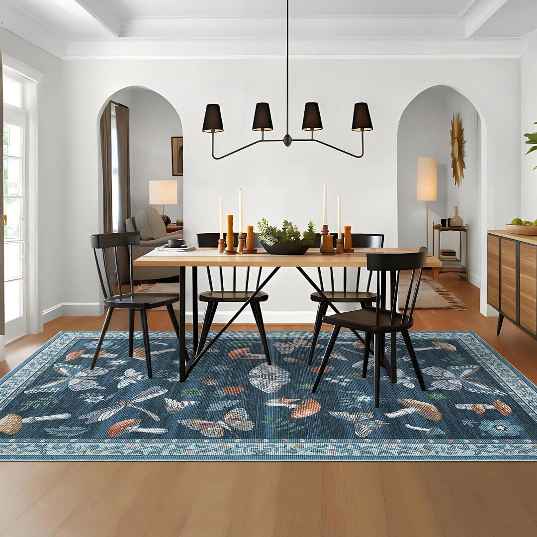 Latitude Vive Rectangle Floral Washable Area Rug Blue 140*200cm