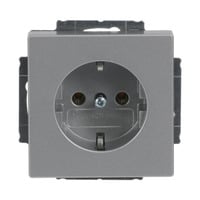 Steckdosen-Einsatz Schuko 2 Pol plus Erde 16 Ampere 250 Volt Typ 20 EUC-83 aluminium, Retail