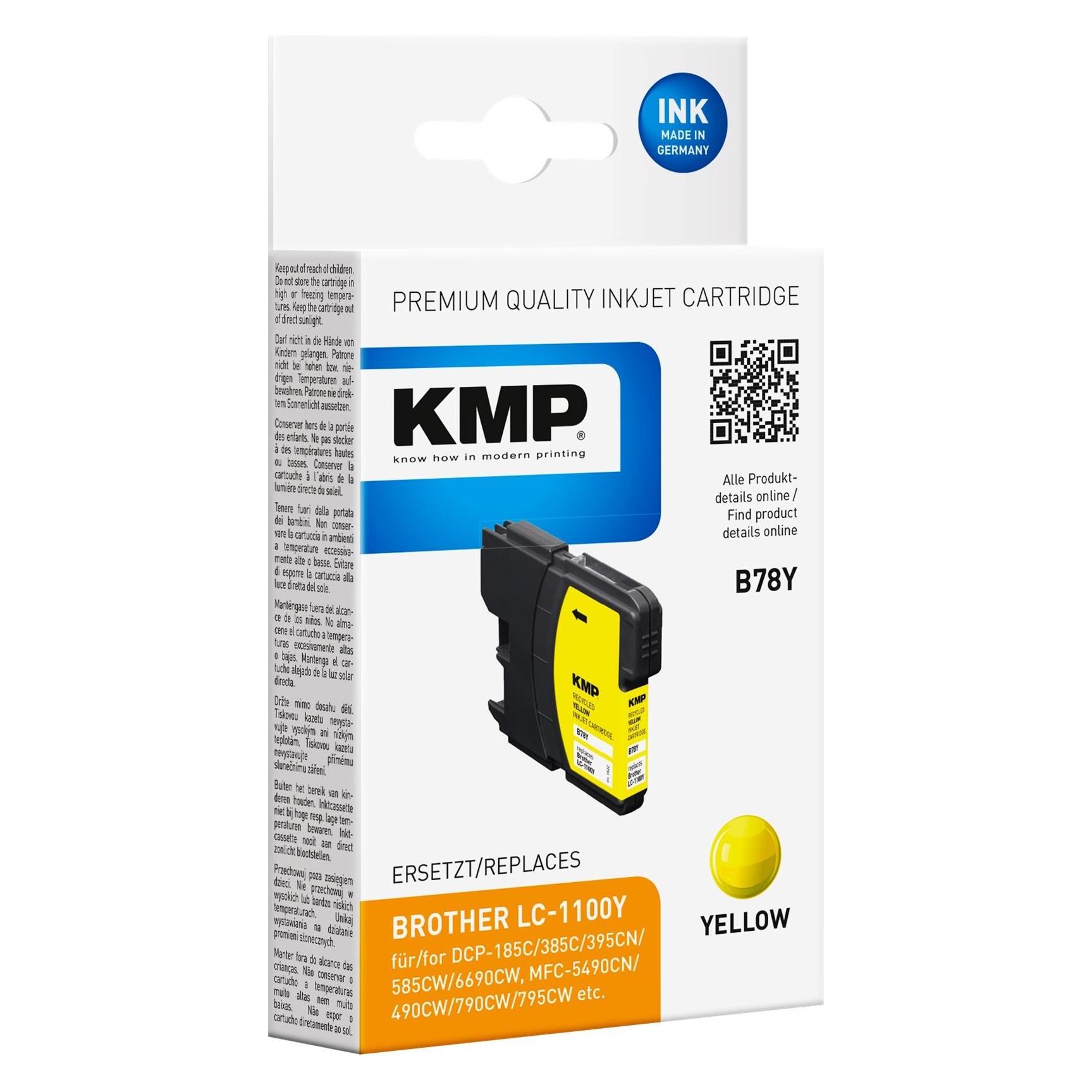 KMP B78Y Tintenpatrone yellow kompatibel m. Brother LC-1100 Y (Y) (1522,4809)