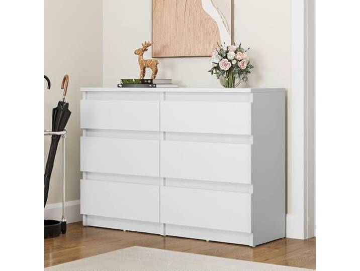 YITAHOME Kommode aus Holz, Kommode Schlafzimmer, 6 Schubladen mit Laufschienen, Schlafzimmermöbel, Schlafzimmeraufbewahrung, moderner Schlafzimmerschrank, Nachttisch, 100 x 30 x 70 cm (weiß)