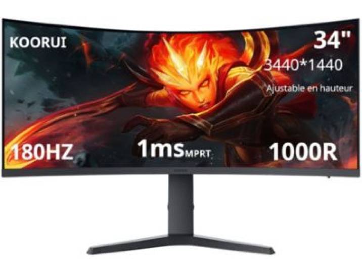 Koorui - Ecran Pc Gamer G3441vc 34 Incurvé 1000r 2k 180hz Va