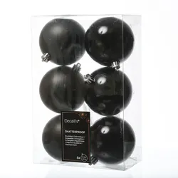 MARELIDA Weihnachtskugeln bruchfest 8cm Christbaumkugeln schwarz 6 Stück