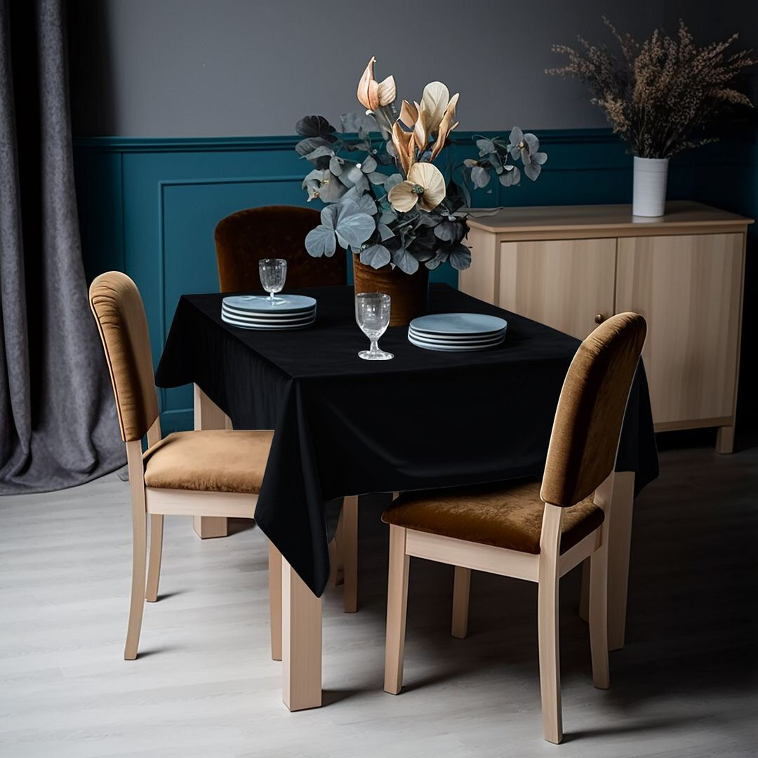 Lilijan Home & Curtain Round Solid Colour Tablecloth Black