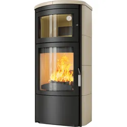 Kaminofen Hark Roma GT ECOplus 7 kW - Ofenkacheln: creme - Korpus: graphit