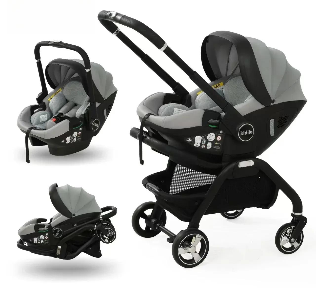 Kinderwagen - NB366 4-Rad-Kombikinderwagen - Für Neugeborene - Faltbar - Sicherheitssitz - Schlafwanne - Autokindersitz-kompatibel - Elfenbein