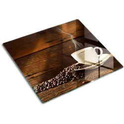 GLASPLATTE 60x52 cm Eine Tasse Kaffee