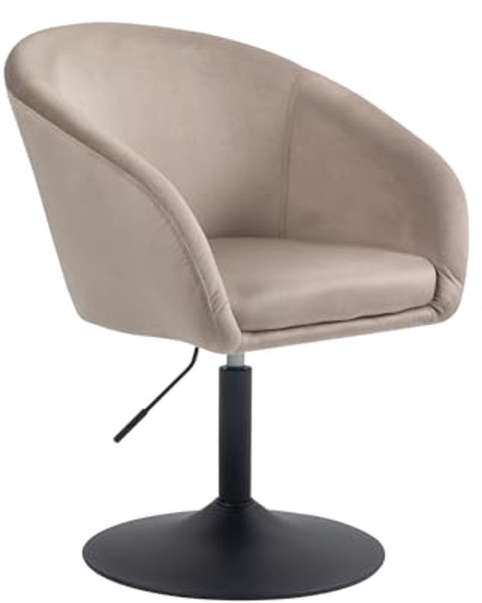 Elegante Fluwelen Loungestoel Taupe - Verstelbare Draaistoel voor de Woonkamer, Eettafel of Thuiswerkplek