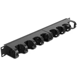 Delock 19′′ Kabelmanagement Rangierpanel mit 10 geschlossenen Kabelführungsbügeln 1 HE schwarz