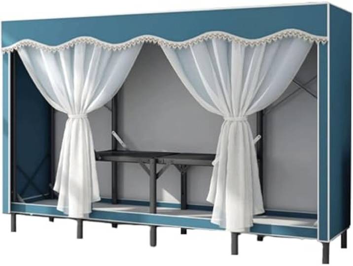 LoiYtrd Zusammenklappbarer Kleiderschrank aus Stahl, tragbar for Aufhängen von Kleidung(Blu,215cm/85)