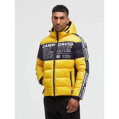 Winterjacke CAMP DAVID, Herren, Gr. S, gelb (signal gelb), Jacken Winterjacke, mit abtrennbarer Kapuze